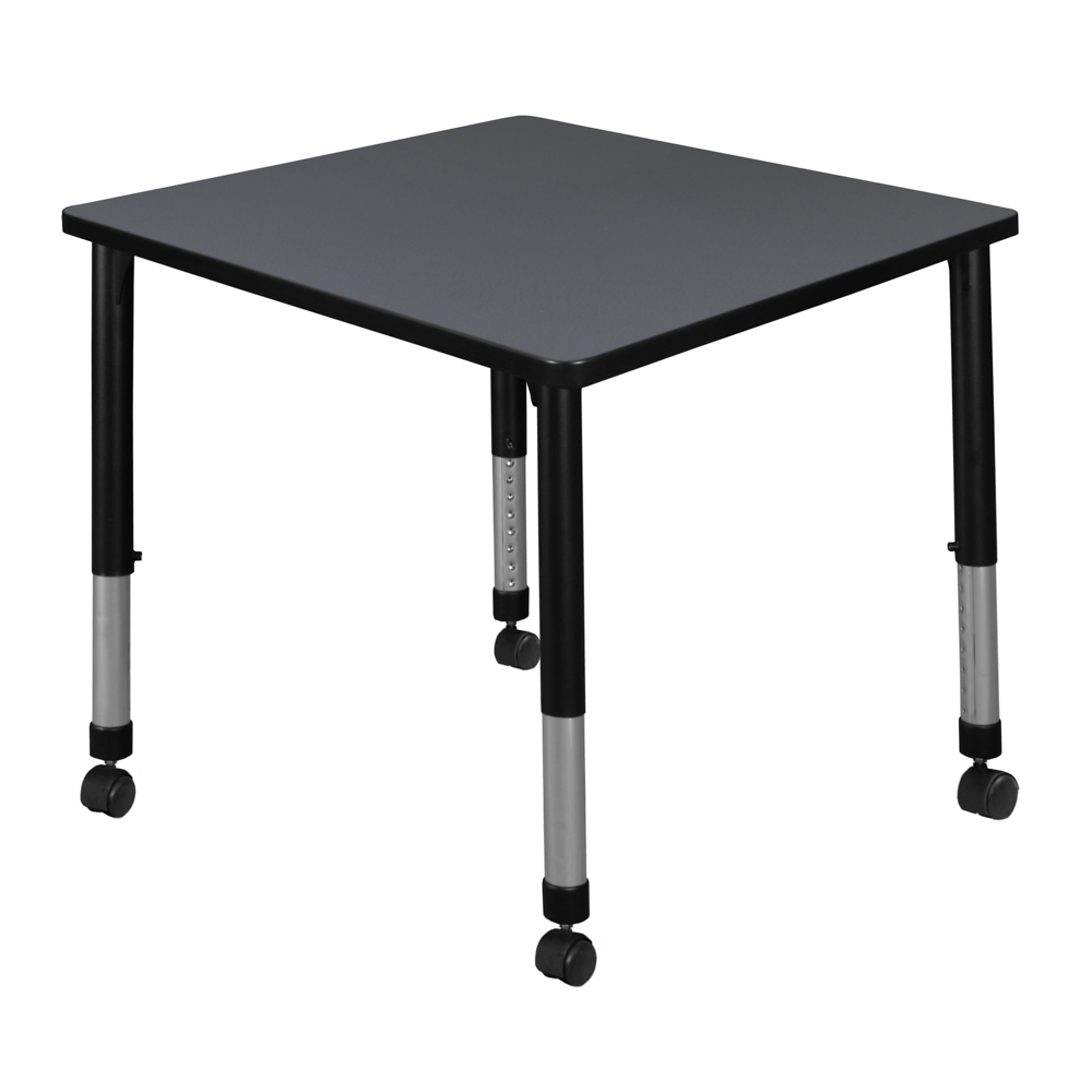 Regency Kee Height Adjustable Mobile Classroom Activity Table — 30in. Square, Grey/Mahogany, Model# TB3030GYAPCBK